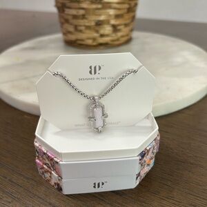 Elegant Rhodium October 2025 Necklace with opal Pendant